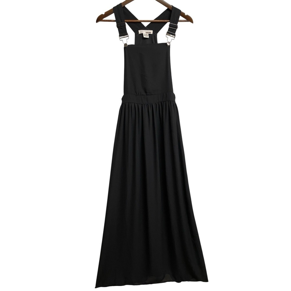 Sans Souci Overall Maxi Dress Juniors Size XS Black Lightweight Chiffon